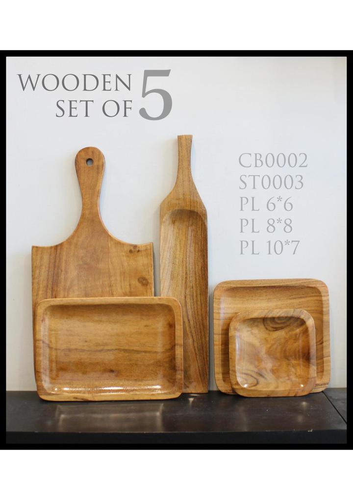 WOODEN PLATTERS COMBO SET WITH CHOPPING BOARDS II ACACIA WOOD