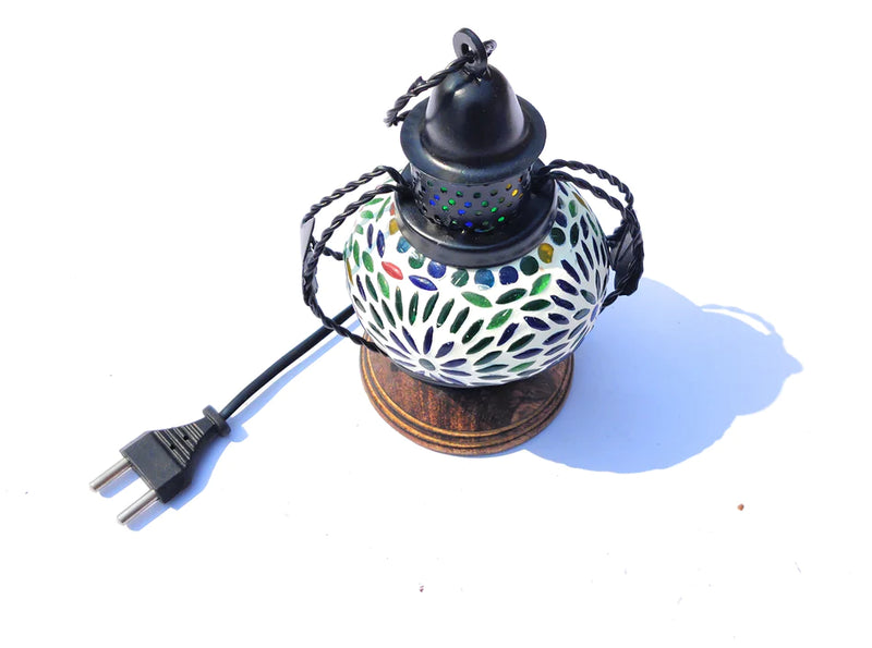 Handmade Wooden & Iron Electric Hanging Lantern