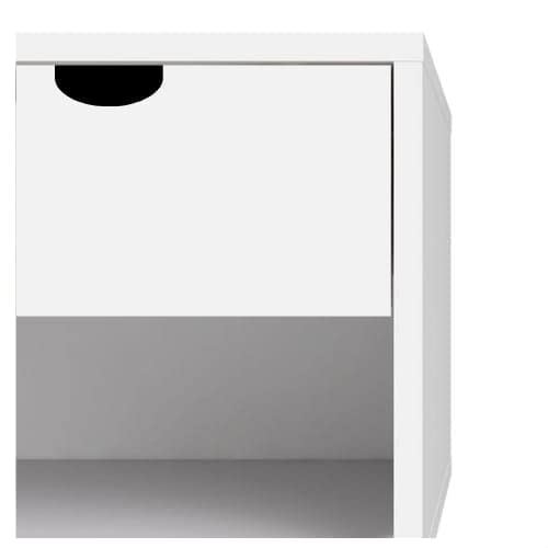 HANDYFINER Modern Bedside Side Table with Drawer and Shelf, Beautiful Nightstand for Living Room, Multi-Storage Table for Kids Table-White