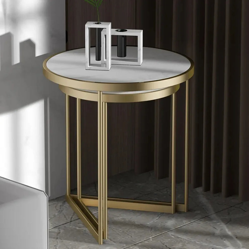 Duo Golden Metal Nesting Side Tables