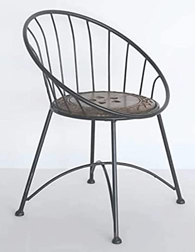HANDYFINER Solid Beautiful Wooden & Wrought Iron Arm Chair Relax Chair Study Chair for Livingroom Bedroom Studyroom Office