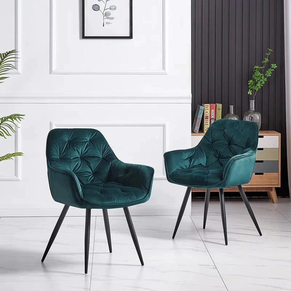 Rich Emerald Comfy Padded Tufted Velvet Lounge Chair