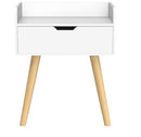 HANDYFINER Modern One Drawer Bedside Table for Bedroom, Nightstand for Living Room, Home, Office Furniture, Kids Room Table End Table-White