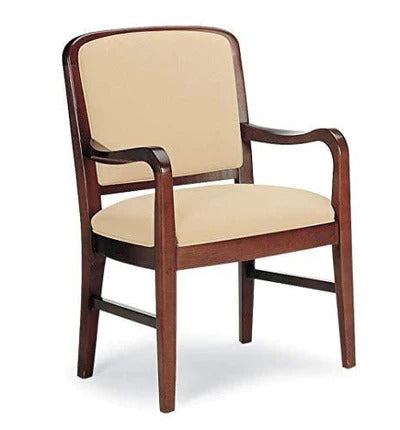 wooden royal dining chair with hand carved armrest for home & office (standard size, Brown)