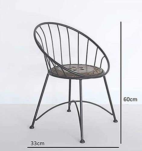 HANDYFINER Solid Beautiful Wooden & Wrought Iron Arm Chair Relax Chair Study Chair for Livingroom Bedroom Studyroom Office