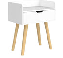 HANDYFINER Modern One Drawer Bedside Table for Bedroom, Nightstand for Living Room, Home, Office Furniture, Kids Room Table End Table-White