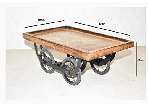 Handmade Wooden Tray for Serving || Wooden Tray|| Serving Kart Tray || Thelaa Shape Tray with Movable Wheels