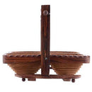 HANDCRAFTED WOODEN BEAUTIFUL DRY FRUIT FOLDABLE BASKET