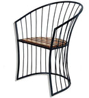 HANDYFINER Wooden & Wrought Iron Stacking Chair for Garden Patio Balcony Home and Office Black
