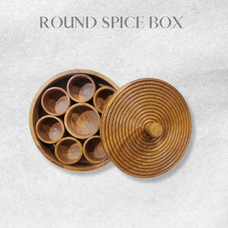 WOODEN ROUND SPICE BOX || FOOD GRADE AND WATER RESISTENT || ACACIA WOOD