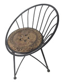 HANDYFINER Solid Beautiful Wooden & Wrought Iron Arm Chair Relax Chair Study Chair for Livingroom Bedroom Studyroom Office