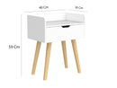 HANDYFINER Modern One Drawer Bedside Table for Bedroom, Nightstand for Living Room, Home, Office Furniture, Kids Room Table End Table-White