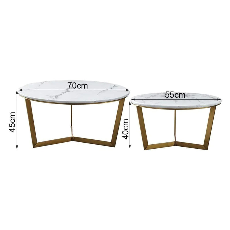 Metallic Nesting Center Tables In Golden Luxe Base