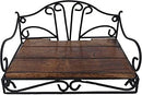 Woodenibis Wooden and Wrought Iron Set Top Box Wall Shelf / Stand- Wood Multipurpose Holder for Cable, WiFi Router, DTH or Modem
