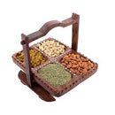 HANDCRAFTED WOODEN BEAUTIFUL DRY FRUIT FOLDABLE BASKET