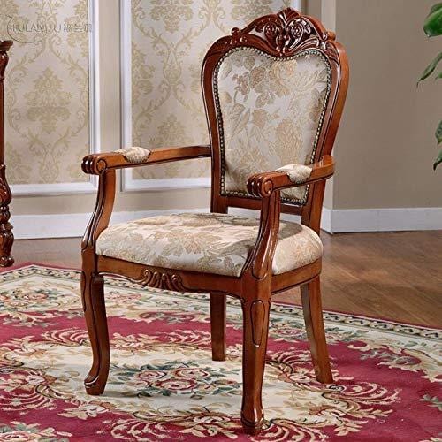 Sheesham Wood Back Comfort Seating Chair Hand Carved Armrest Royal Dining Chair for Home & Office (Brown, cream)