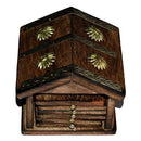 HANDYFINER Wooden and Brass Antique Hut Shape Coaster Set for Home Decor