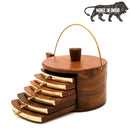 SHEESHAM WOOD KETTLE SHAPE COASTERS FOR TEA CUPS/COFFEE CUPS