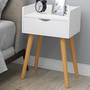 HANDYFINER Modern One Drawer Bedside Table for Bedroom, Nightstand for Living Room, Home, Office Furniture, Kids Room Table End Table-White
