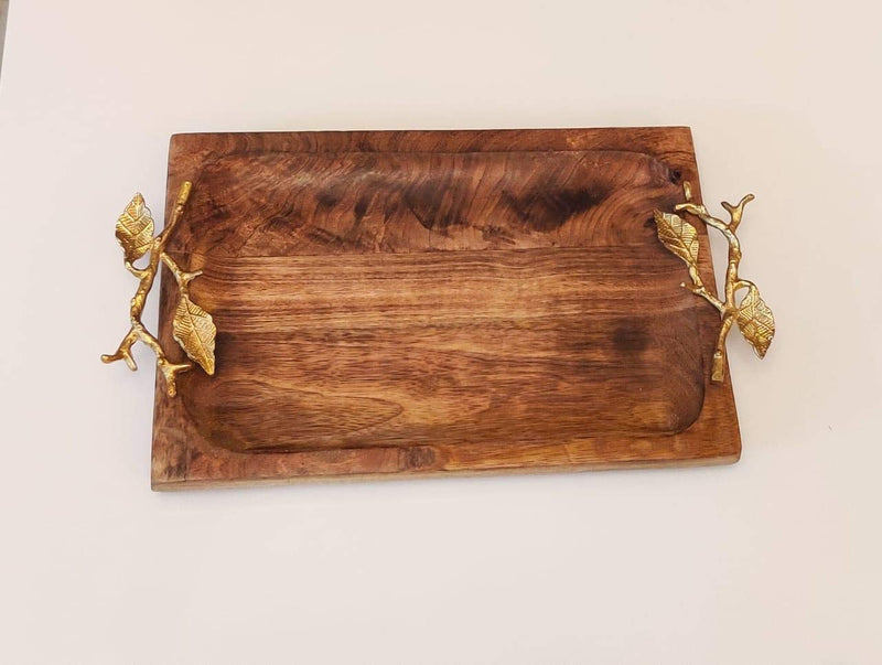 LOBBEY-HANDCRAFTED RECTANGULAR WOODEN SERVING TRAY/ WOODEN TRAY/ SERVING TRAY