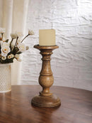 Decorative Wooden Pillar Candle Stand Set of 2 – Hand Crafted Wood Candle Holders