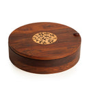 Wooden Spice Box Set for Kitchen with Floral Burnt Design in Sheeham Wood (6 Partitions) - Masala Dabba Spice Rack Holders & Masala Container Wooden Masala Box for kitchen masala dani