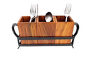 Handyfiner WOODEN & WROUGHT IRON CUTLERY HOLDER/TABLE ORGANIZER/MULTIPURPOSE STAND