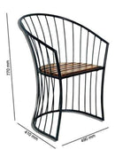 HANDYFINER Wooden & Wrought Iron Stacking Chair for Garden Patio Balcony Home and Office Black