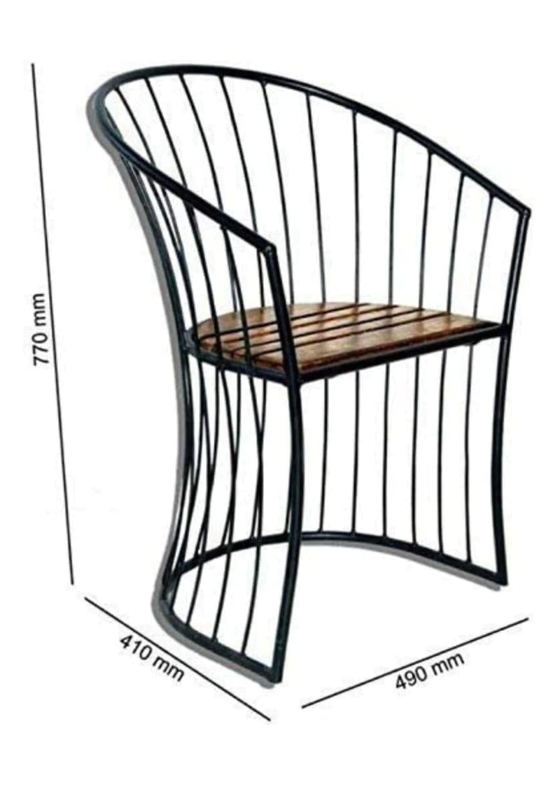 HANDYFINER Wooden & Wrought Iron Stacking Chair for Garden Patio Balcony Home and Office Black