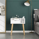 HANDYFINER Modern Bedside Table with Drawer and Book Storage Space, Nightstand for Living Room/Bedroom, Home Decore Furniture, Accent Table for Home & Office-White