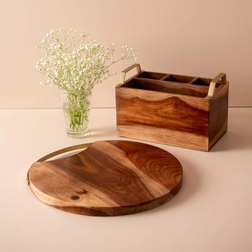 HANDYFINER CHOPPING BOARD AND CUTLERY STAND COMBO II FOOD GRADE II WATER RESISTANT
