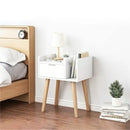 HANDYFINER Modern Bedside Table with Drawer and Book Storage Space, Nightstand for Living Room/Bedroom, Home Decore Furniture, Accent Table for Home & Office-White