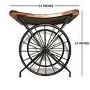 WROUGHT IRON WOODEN BEDSIDE TABLE | END TABLE SITTING STOOL FOR LIVING ROOM AND BEDROOM