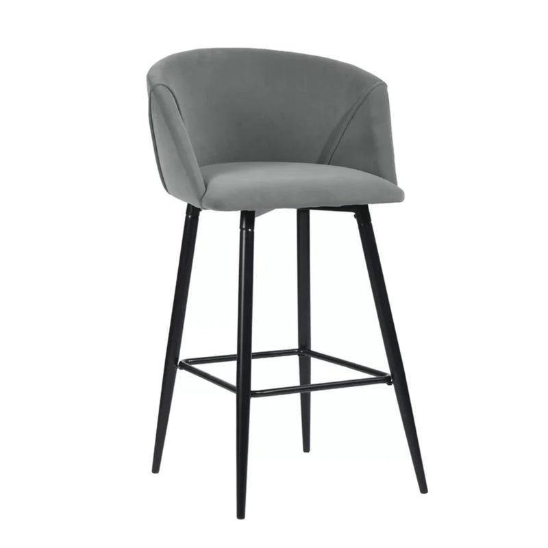 Luxurious Comfy Grey Velvet Counter Bar Chair / Long Chair