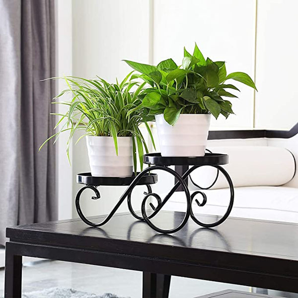 Plant Stand for Indoor Black Plant Stand Floor Flower Pot Plant Holder Indoor Outdoor Flower Rack Display for Flower Pot Metal Garden Container Round Supports Rack (1 Piece)
