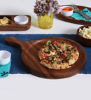 Wooden Pizza Serving Platter Cum Chopping Board on Back Side Sheesham Wood, (10 inch)