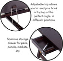 Laptop Table Foldable Adjustable/Work from Home/Breakfast Serving Bed Tray - Laptop Table with Tilting Top and Storage Drawer Durable and Sturdy.