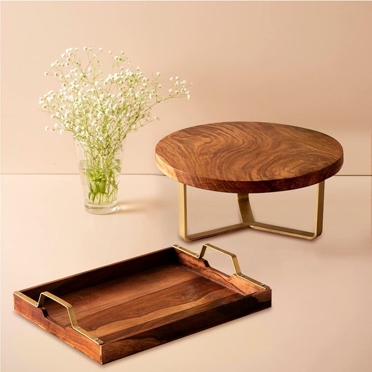 HANDYFINER CAKE STAND AND TRAY COMBO II FOOD GRADE II WATER RESISTANT