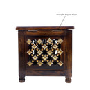LOBBEY-BEAUTIFUL ANTIQUE STOOL WITH BRASS CUTTING DESIGN STORAGE FOR LIVING ROOM & BEDROOM FURNITURE