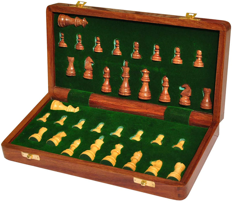 HANDYFINER Wooden Folding Handmade Chess Board Set | 12x12 inches