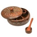 Handicraft Sheesham Wooden Masala Box | Spice Box Crafted by Saharanpur Artisans - 7 inch