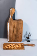 WOODEN PLATTER SET OF 2 II Side Handle Tray|| ACACIA WOOD II HIGH QUALITY