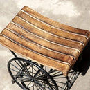 WROUGHT IRON WOODEN BEDSIDE TABLE | END TABLE SITTING STOOL FOR LIVING ROOM AND BEDROOM