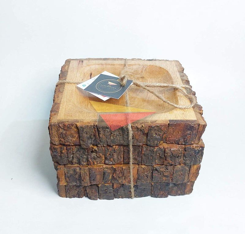 LOBBEY BARK/BUCKLE WOODEN SERVING TRAY