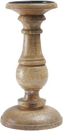 Decorative Wooden Pillar Candle Stand Set of 2 – Hand Crafted Wood Candle Holders