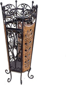 HANDYFINER Wooden and Wrought Iron Umbrella Stand Cum Planter for Home Decor