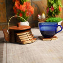 SHEESHAM WOOD KETTLE SHAPE COASTERS FOR TEA CUPS/COFFEE CUPS