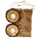 HANDYFINER bark style candle holder with candles II Wooden candle holder