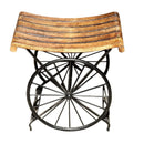 WROUGHT IRON WOODEN BEDSIDE TABLE | END TABLE SITTING STOOL FOR LIVING ROOM AND BEDROOM