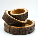 HAND CRAFTED BARK TRAY SET OF 3
